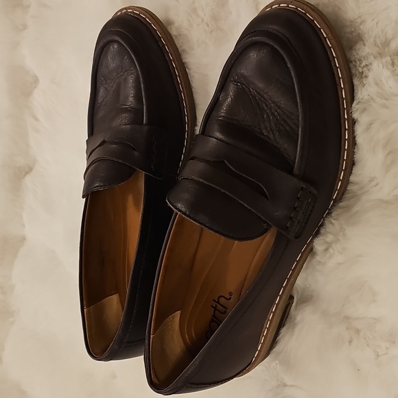 Earth Javas Brown Leather Slip On Penny Oxford Loafers Womens 8 Academia Preppy - Picture 3 of 10